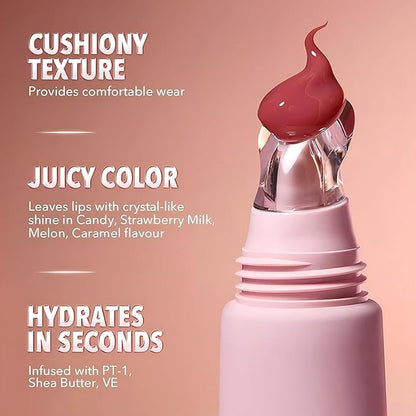 4 Pcs Hydrating Lip Gloss Lip Jam Set, Glow Tinted Lip Jelly, High Shine Glass Finish Nude Lip Treatment Liquid Lipstick for Girls and Women