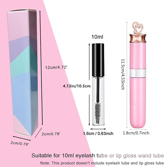 50 Pcs Lip Gloss Packaging 4.72x0.78x0.78 inch Empty Mascara Wand Tube Boxes Light Pink Blue Long Lipgloss Case Lip Glaze Balm Organizer Foldable Sample Wrapping DIY Make-up Storage