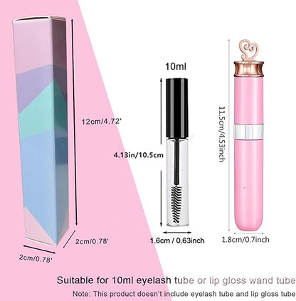 50 Pcs Lip Gloss Packaging 4.72x0.78x0.78 inch Empty Mascara Wand Tube Boxes Light Pink Blue Long Lipgloss Case Lip Glaze Balm Organizer Foldable Sample Wrapping DIY Make-up Storage