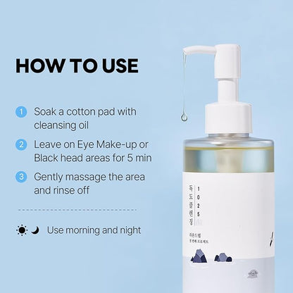 ROUND LAB 1025 Dokdo Cleansing Oil | Fresh and light oil cleanser for all skin types, Amazing blackhead removal, Dissolve impurities and increase moisture retention, Alcohol-Free (6.76fl.oz)