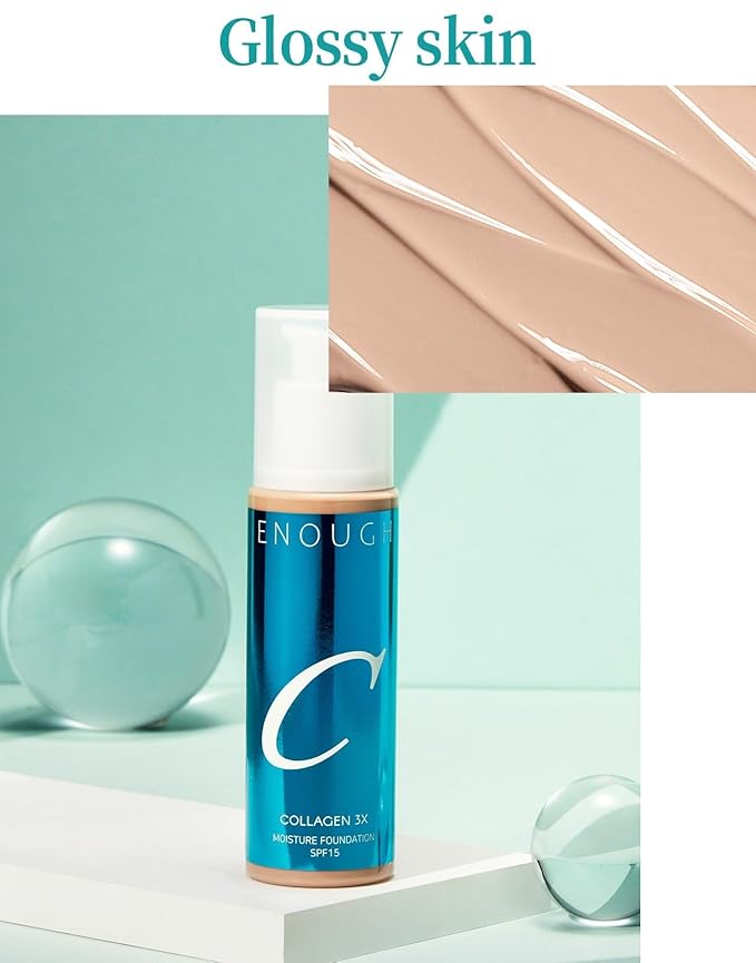 ENOUGH COLLAGEN 3X Moisture Foundation SPF 15, Korean Makeup Full Coverage Tinted Moisturizer, Skin Care Face Sunscreen for Women (#23N Natural Beige, 3.38 fl oz / 100ml)