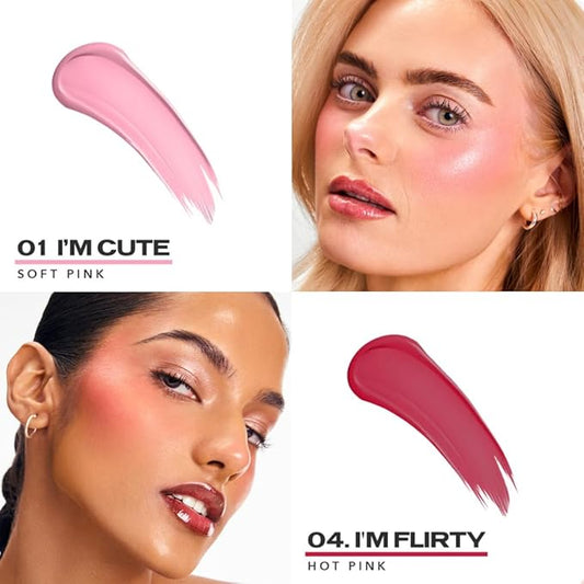 Sacheu Cheek STAY-N Liquid Blush for Cheeks — High Pigment, Buildable, Lightweight Cream Blush Infused With Squalane, for Dewy Radiant Flushed Cheeks — Long-lasting & Cruelty Free, Pretty in Pink Duo