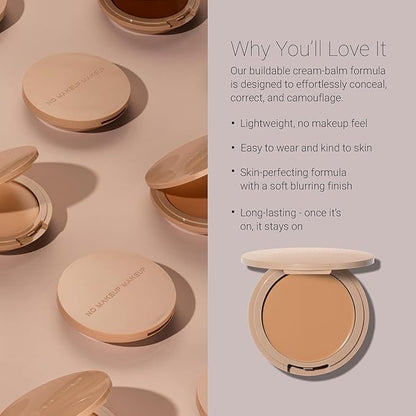 Foundation by No Makeup Makeup | Conceal & Correct with Long-Lasting, Buildable Formula & Lightweight Soft Finish | Cruelty-Free, Vegan, Fragrance-Free | Natural