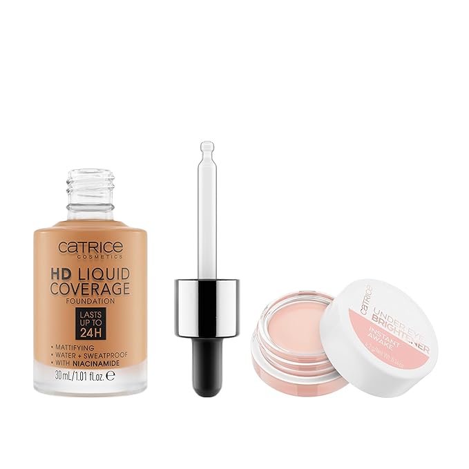 Catrice | HD Liquid Coverage Foundation 65 & Under Eye Brightener 10 Light Rose | Full Coverage Makeup | Vegan & Cruelty Free