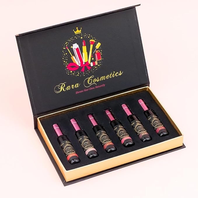 6 Multi Color Organic Wine Lip Tint Set, Lip Gloss, Wine Lip Tint Long Lasting 24 Hour Waterproof Nonstick Cup Lipgloss Lip Makeup Gift Sets for Girls and Women .17 Fl Oz