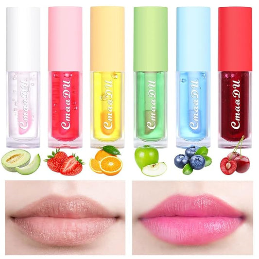 evpct 6Pcs Mini Clear Color Change Changing PH Tinted Lip Gloss Sets for Women, Lip Oil Gloss Balm Tint Stain Glaze Pack Hydrating Moisturizer Lipstick Magic labiales magicos 0.071fl.oz *6