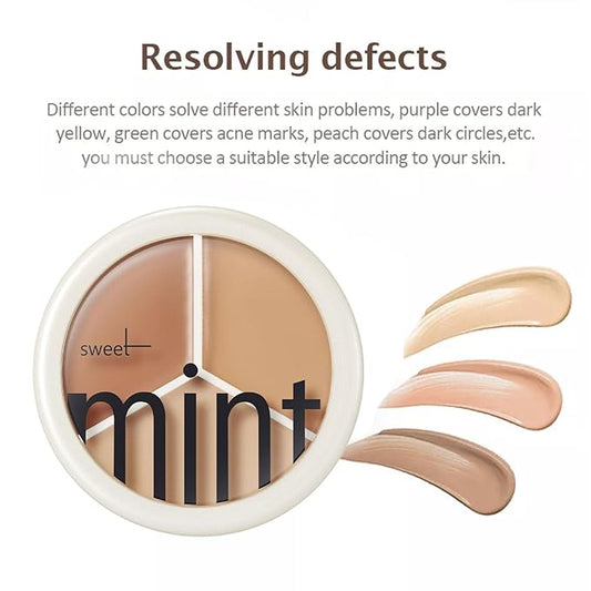 Tri-Color Concealer Make Up Foundation for Dark Skin - Full Coverage Cover Spots Acne Marks Highlight Contours - Waterproof Long Lasting Palette