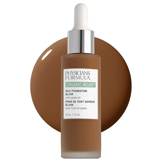 Physicians Formula Organic Wear All Natural Liquid Foundation Elixir Deep Warm, Full Coverage | Dermatologist Tested, Clinicially Tested