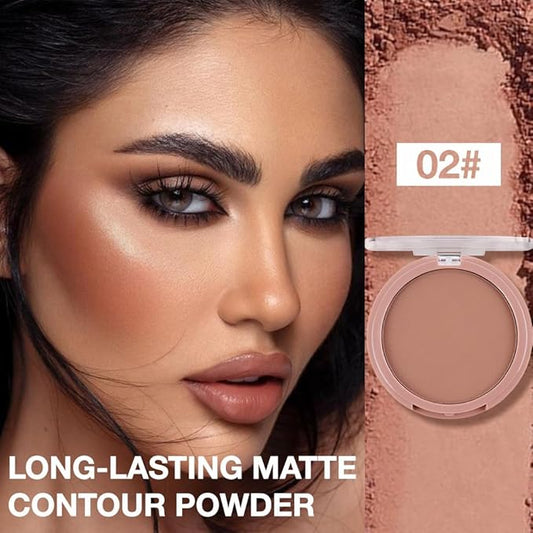 Contour Powder Foundation - Matte Finish, Waterproof & Oil-Control, All-Day Wear for Natural 3D Sculpting, No Cakey or Fading (Shade Adjustable)(2#, 1 Count (Pack of 1))