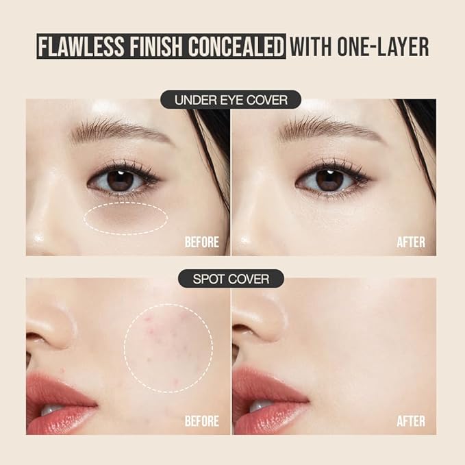 Idol Cover Concealer - Full Coverage, Lightweight, Sweat & Water Proof, Long-lasting, Lightweight, Conceales Dark Circles, Fine Lines, Redness, 0.22 Oz. (Y02 Natural Beige, 0.22 Oz.)