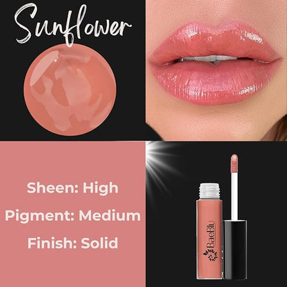 Organic Vegan Lip Gloss, 100% Natural Non-Toxic Moisturizing Ingredients, Sunflower