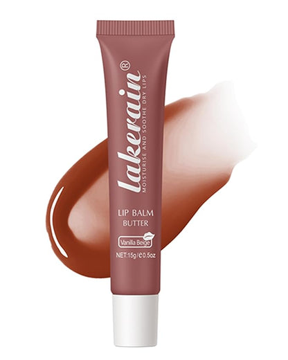 Lip Butter Balm Vanilla Beige,Hydrating Tinted Butter Lip Gloss,Sheer Lipgloss Lip Care Moisturizer,Smooth Lip Treatment,Jelly Yummy Glow Reviver Fat Lip Oil,Women's Day Makeup Gift for Women-02