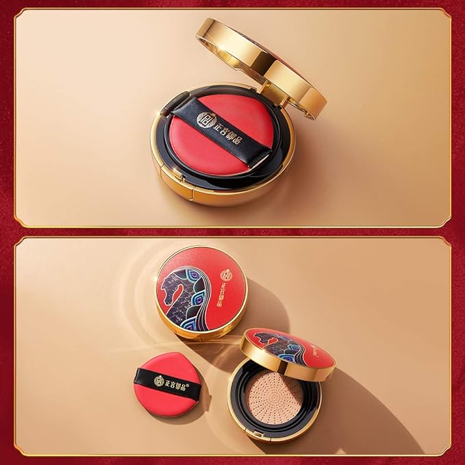 ZEESEA [Palace Identity] Liquid Foundation Makeup, Cushion Foundation BB Cream, Skincare Ingredients, Long Lasting and High Coverage Cushion Compact, Light Beige