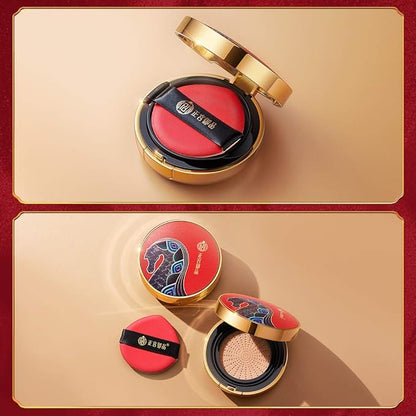 ZEESEA [Palace Identity] Liquid Foundation Makeup, Cushion Foundation BB Cream, Skincare Ingredients, Long Lasting and High Coverage Cushion Compact, Light Beige