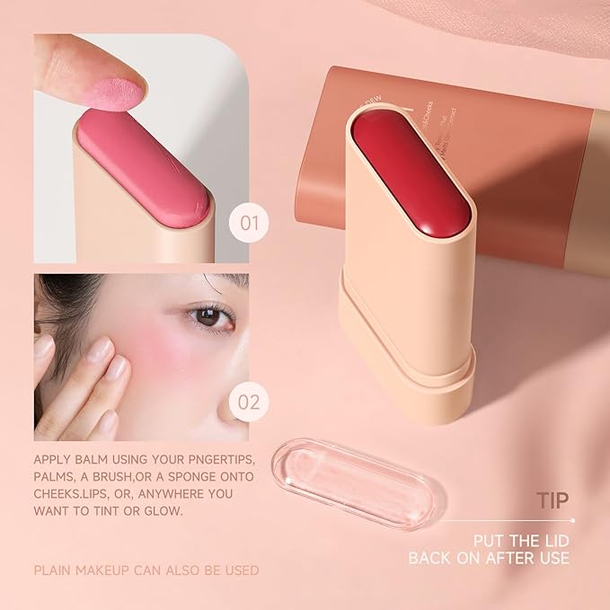 Cream Matte Blush Stick, 03# Red, Waterproof, Suitable for All Skin Tones