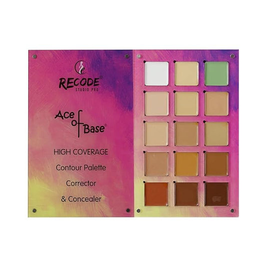 Beauty Concealer, Colour Corrector & Contour Palette, Erases Dark Circles, Uneven Skin Tone, Redness, Blemishes, Even Scars, 15 Shades
