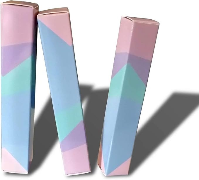 50 Pcs Lip Gloss Packaging 4.72x0.78x0.78 inch Empty Mascara Wand Tube Boxes Light Pink Blue Long Lipgloss Case Lip Glaze Balm Organizer Foldable Sample Wrapping DIY Make-up Storage