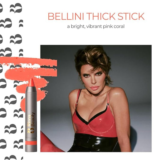 Rinna Beauty Thick Stick Lip Crayon - Bellini - Long Lasting Lipstick, Moisturizing Creamy Formula w/Hydrating Oils & Extracts, Built-In Sharpener, Vegan, Cruelty, Sulfate & Gluten Free, 1 ea