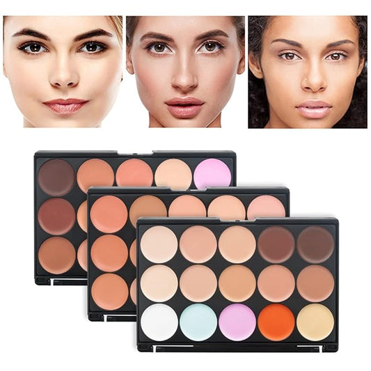 15 Colors Hydrating Cream Concealer Palette, Pure Vie Long Lasting Full Coverage Correcting Concealer Palette Foundation Camouflage Makeup Contour Kit for Conceals Corrects Dark Circles Acne Blemish#2