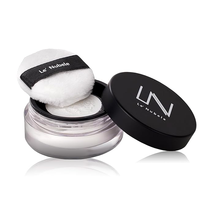 Le' Nubele Azulene Face Cover Fixing Powder (No Sebum) - Translucent Setting Powder for All Skin Types and Tones, Pore-Blurring, Matte Finish, Soft-Focus Technology, 0.35 oz