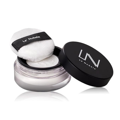Le' Nubele Azulene Face Cover Fixing Powder (No Sebum) - Translucent Setting Powder for All Skin Types and Tones, Pore-Blurring, Matte Finish, Soft-Focus Technology, 0.35 oz