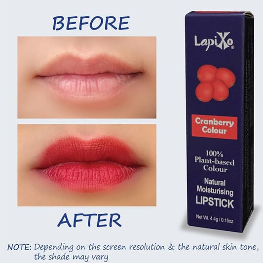 100% Plant-based Color Lipstick, Unique Formula, Natural + Moisturizing | Non-Toxic, All Food Ingredients, Antioxidant-rich, Natural Matte Vibrant Color, 4.4g/0.15oz (Cranberry color)