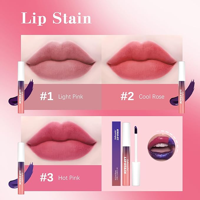 3Pcs Lip Stain Peel Off Masque Set,Matte Liquid Lipstick Nude Lip Gloss Waterproof Lip Stain Non-stick Cup Peel Off Lipstick Lip Makeup for Women