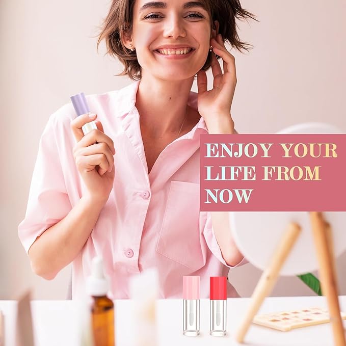 2.5ml 12 PCS Empty Lip Gloss Tubes with Wand Lip Gloss Containers Cute 0.08oz Clear Refillable Lipgloss Making Supplies Kit for DIY Makeup+ 2pcs Syringes (Purple)