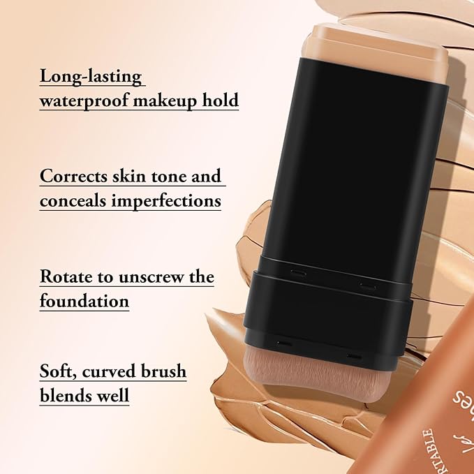 Boobeen Full Coverage Foundation Stick, Cream Foundation Makeup With Brush, Longwear Concealer And Contour Stick With Matte Finish To Cover Blemishes
