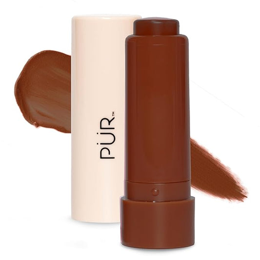 PÜR Silky Tint Creamy Multitasking Bronzer Stick with Peptides, Cocoa Babe - Bronzing Stick with Natural, Healthy-Looking Glow & Ultra-Creamy Finish - Professional Makeup