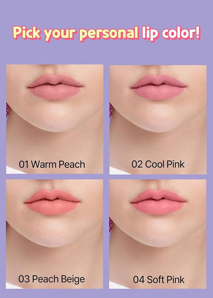 COLORGRAM Juicy Blur Tint 08 Cooling Strawberry + All In One Over-Lip Maker 01 Warm Peach Bundle