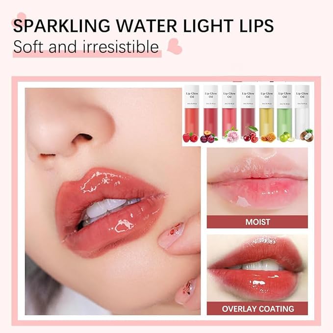 Hydrating Lip Glow Oil, No-Sticky Gloss Lip Balm Lip Care, Fruit Flavoured Lip Oil For Dry Lip's Moisturizing Hydrating And Nourishing (CHERRY)