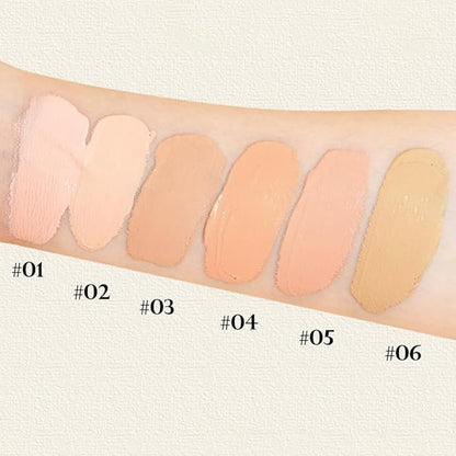 Liquid Full Coverage Matte Foundation, 6 Colors Blendable Light Medium Nude Beige Pink Orange Flawless Concealer for Face Makeup, Oil Control, Lightweight, Blurring Cover Uneven Skin Tone (01#, 30ml)