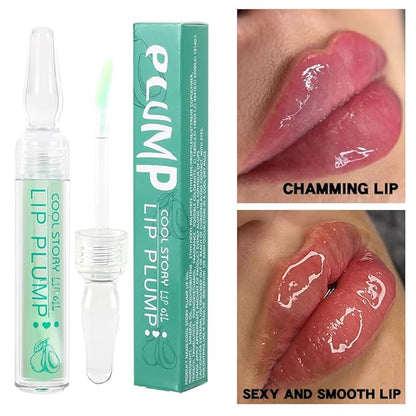 COOL STORY Lips Plumping Lip Gloss for Women, Lip Oil Moist Avocado Flavor