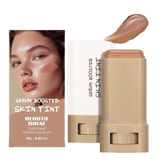 Beauty Balm Serum Boosted Skin Tint, Solid Tinted Moisturizing Serum Foundation Stick, Buildable Medium-to-Full Coverage Contour Stick for Face Makeup (#06)