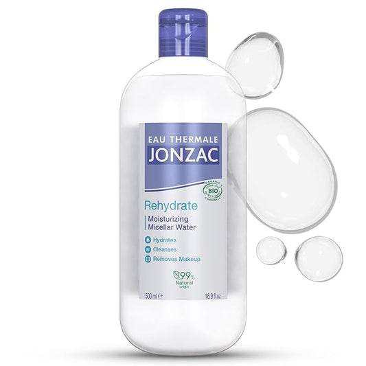 Organic Rehydrate Moisturizing Micellar Water - Gentle Makeup Remover -Leaves Skin Hydrated - Sensitive Skin Approved- Dermo Tested - 16.9 Fl Oz