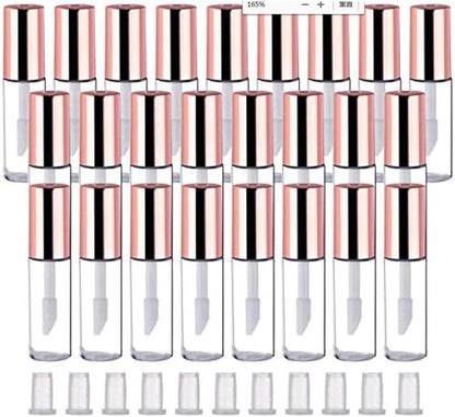 Wholesale Rose Gold Clear Mini Plastic Empty Lip Gloss Tube Makeup Lip Balm Bottle Container With Rubber Inserts （12PCS）