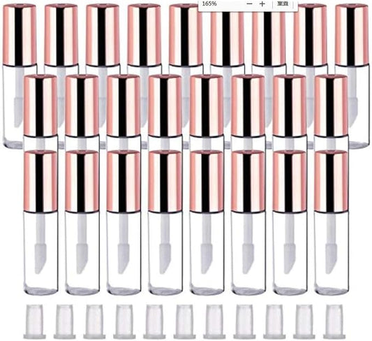 Wholesale Rose Gold Clear Mini Plastic Empty Lip Gloss Tube Makeup Lip Balm Bottle Container With Rubber Inserts （12PCS）