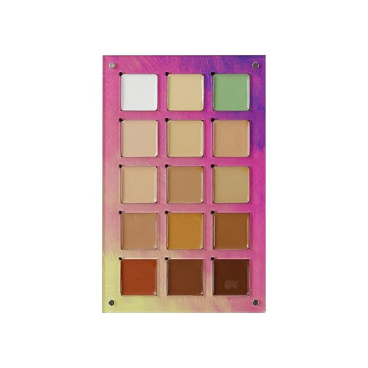 Beauty Concealer, Colour Corrector & Contour Palette, Erases Dark Circles, Uneven Skin Tone, Redness, Blemishes, Even Scars, 15 Shades