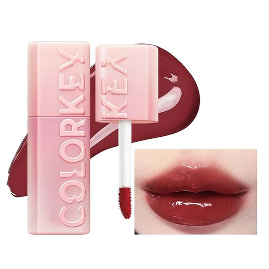 COLORKEY 3D Plump Oil Lip Gloss, High-shine Finish, Lip Tint, Moisturizing, Non-Sticky, Clear and Natural, Glassy Shine (G09 Strawberry Red, 3ml)