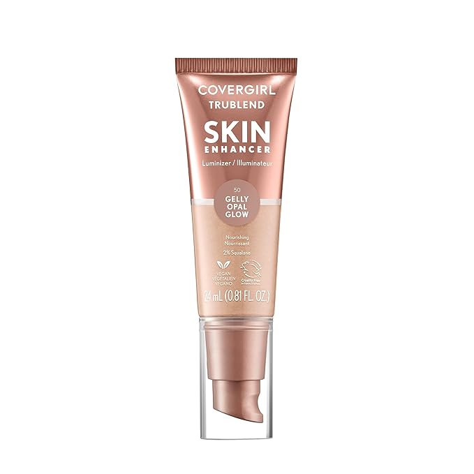 CoverGirl TruBlend Skin Enhancer, Opal Glow, Luminizer, Healthy-Looking Glow, Flexible Coverage, Clean & Vegan, Water-Based Formula, For All Skin Tones, 0.81oz