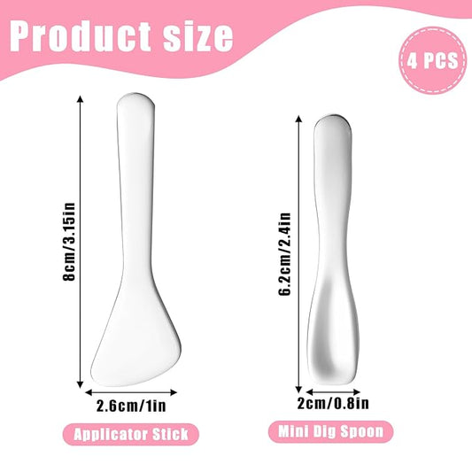 simarro 4-Piece Makeup Scraper Set, Mini Metal Makeup Scraper, Beauty Reusable Skin Care Spoon, Facial Beauty Accessories for Mixing and Sampling Botanical Masks, Skin Creams, Eye Creams, Serums