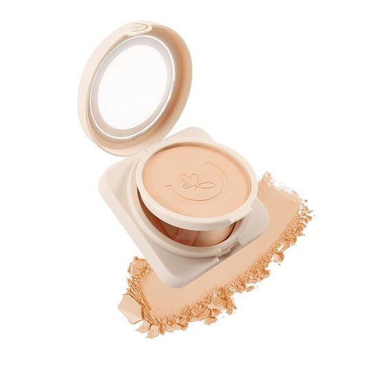 Matte Pressed Powder, Wet & Dry Concealer Foundation, Oil Control Flawless Setting Powder, Portable Face Makeup Compact with Puff Applicator