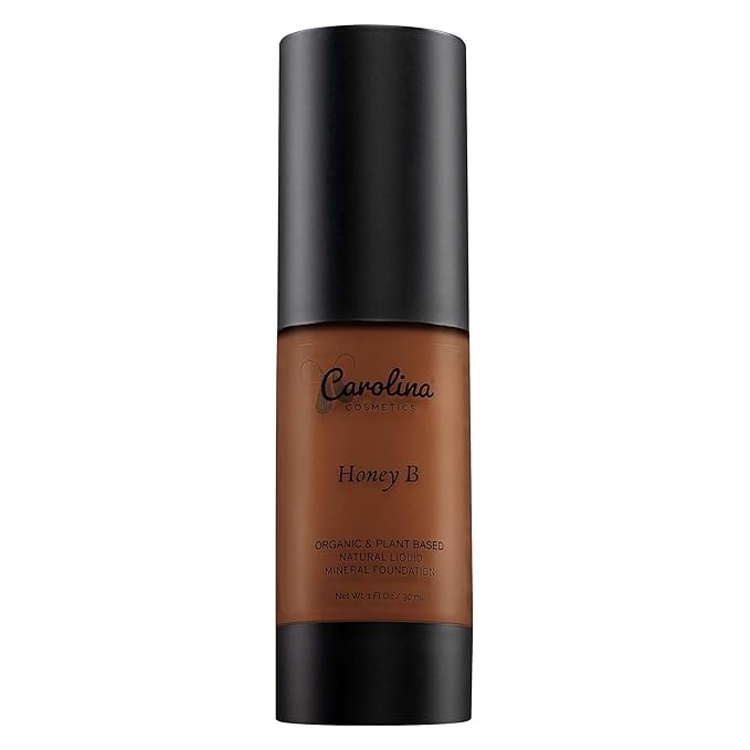Foundation in Honey B Shade Plant-Based - Hydrating, Pore-Minimizing & Buildable Coverage - Vegan, Non-GMO, Paraben-Free - 1oz