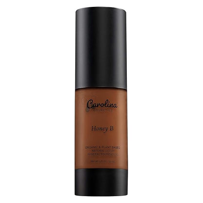 Foundation in Honey B Shade Plant-Based - Hydrating, Pore-Minimizing & Buildable Coverage - Vegan, Non-GMO, Paraben-Free - 1oz