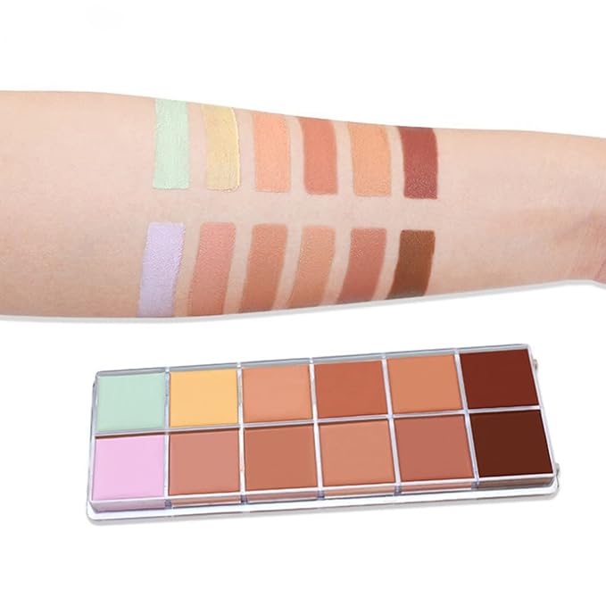 Professional Makeup Cream Contour Palette, Joyeee 12 Colours Concearler Full Coverage & Makeup Brush Set Contour Concearler Palette Contouring Face Make Up Gift for Women Girls