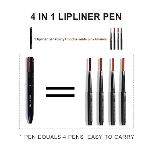Magic 4 in 1 Makeup Pen - Pop Up 4 Colors Berry/Mocha/Nude Pink/Mauve Lip Liner, Spot Pen - Travel Makeup Design - Versatile Shades