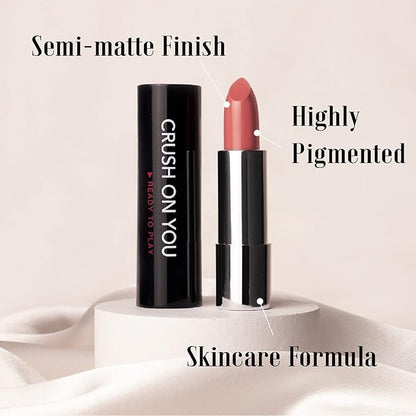 Snow Kissed Beauty Duo: READY TO SHINE CRUSH ON YOU Lipstick 301 & Snow Bright Contour Highlight Blush Makeup Palette