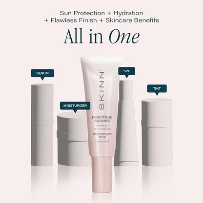 SKINN Enlightened Radiance 10-in-1 Tinted Sunscreen Broad Spectrum with SPF 30, (Medium) - Hydrating & Brightening Tinted Moisturizer for Face, Wrinkles & Fine Line - Lightweight Coverage Skin Tint