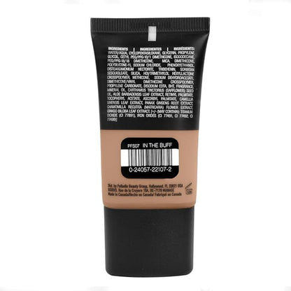 Palladio Powder Finish Liquid Foundation, Natural Matte Appearance, Reduces Fine Lines, Covers Large Pores, Hides Imperfections, All Day Wear, Sheer to Medium Coverage, In the Buff